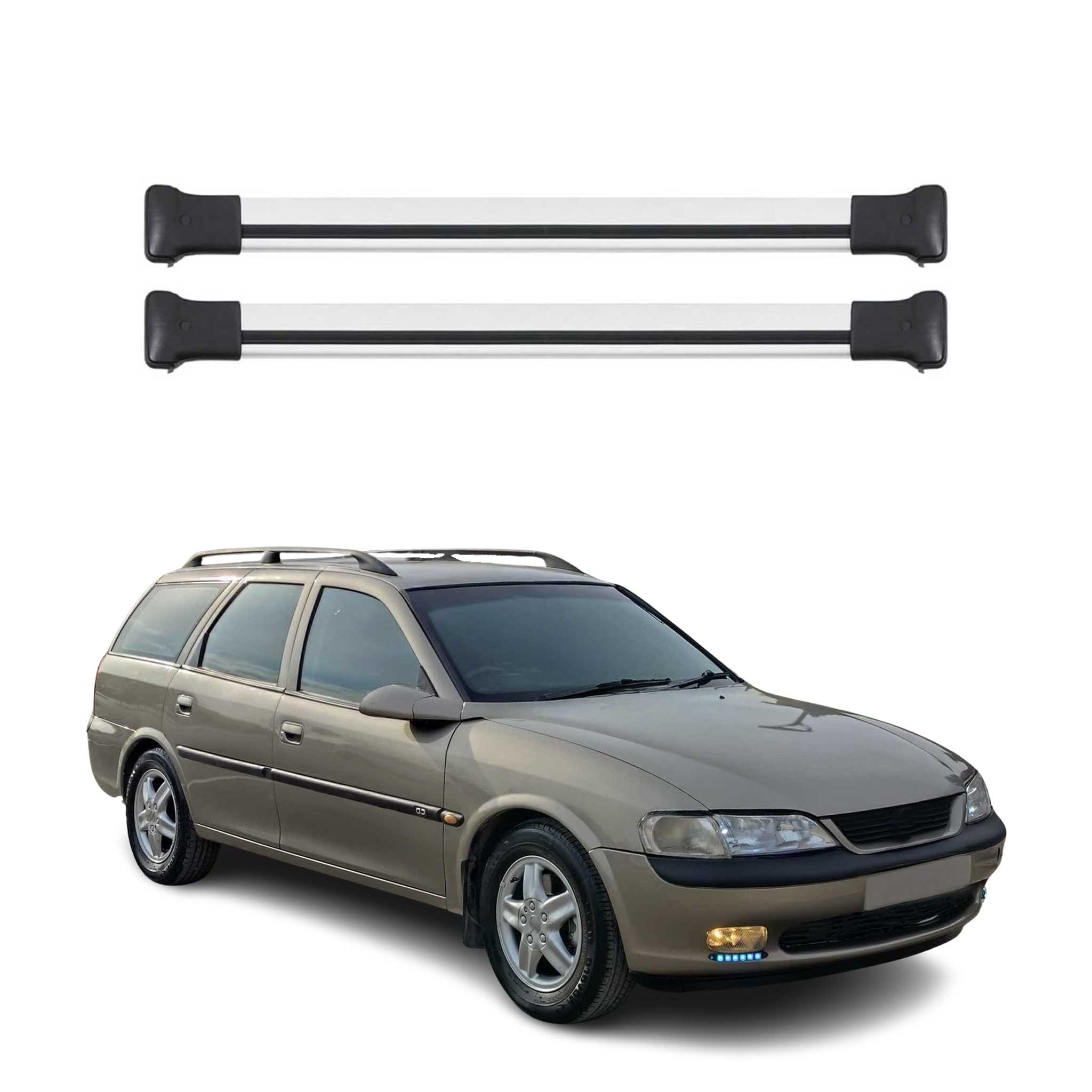 Barres de toit transversales pour Opel Vectra B SW 1995-2002 Aluminium Gris