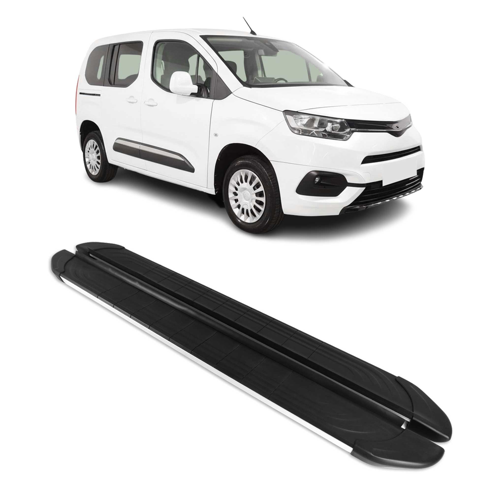 Marchepieds Latéraux pour Toyota ProaceCity 2019-26 Monospace Gris Noir L1 Court