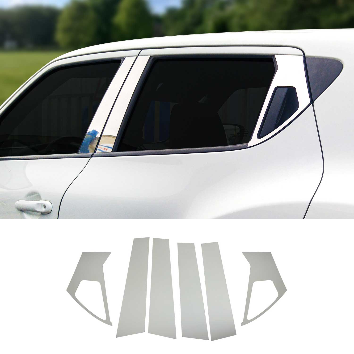 Couverture Garniture de pilier B pour Nissan Juke 2011-2019 en acier inox 6Pcs