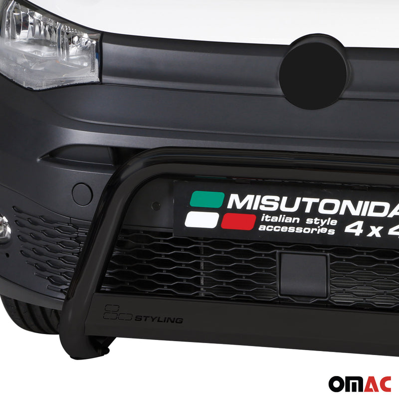 Pare-buffle Avant pour VW Caddy 2021-2025 63mm en Acier Inoxydable Noir