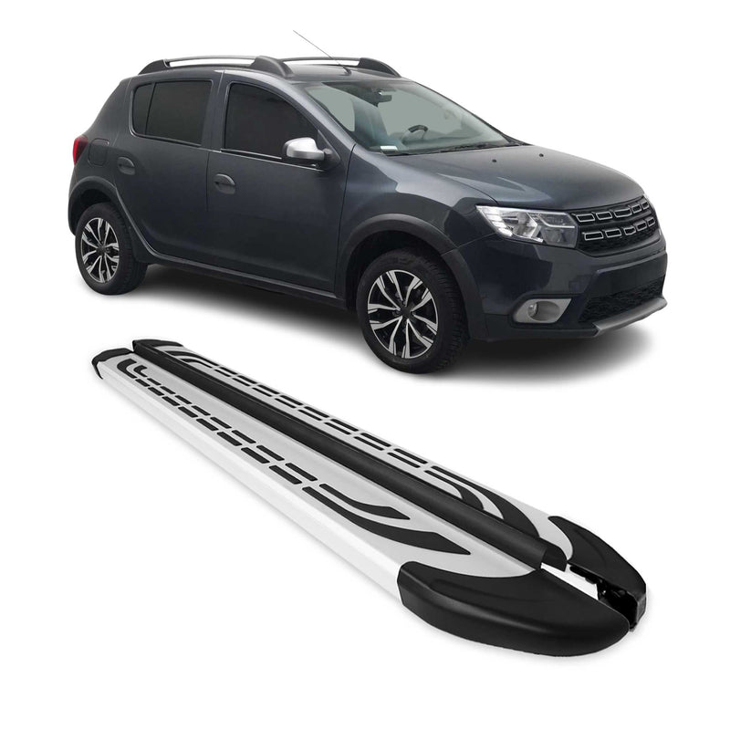 Marchepieds Latéraux pour Dacia Sandero Stepway 2013-2020 Aluminium Gris 2Pcs