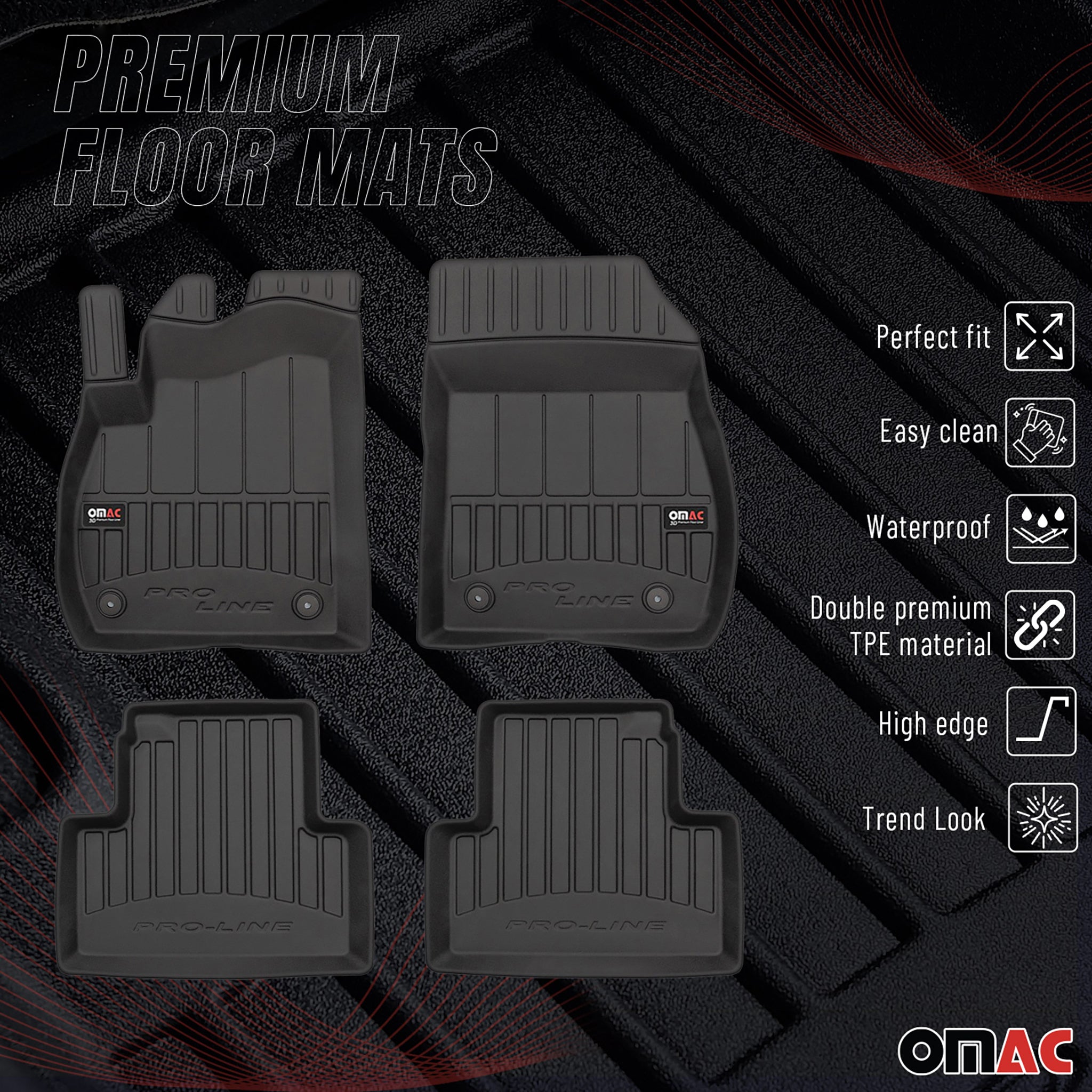 Tapis de Sol pour Opel Zafira C 2012-2019 Caoutchouc TPE Noir