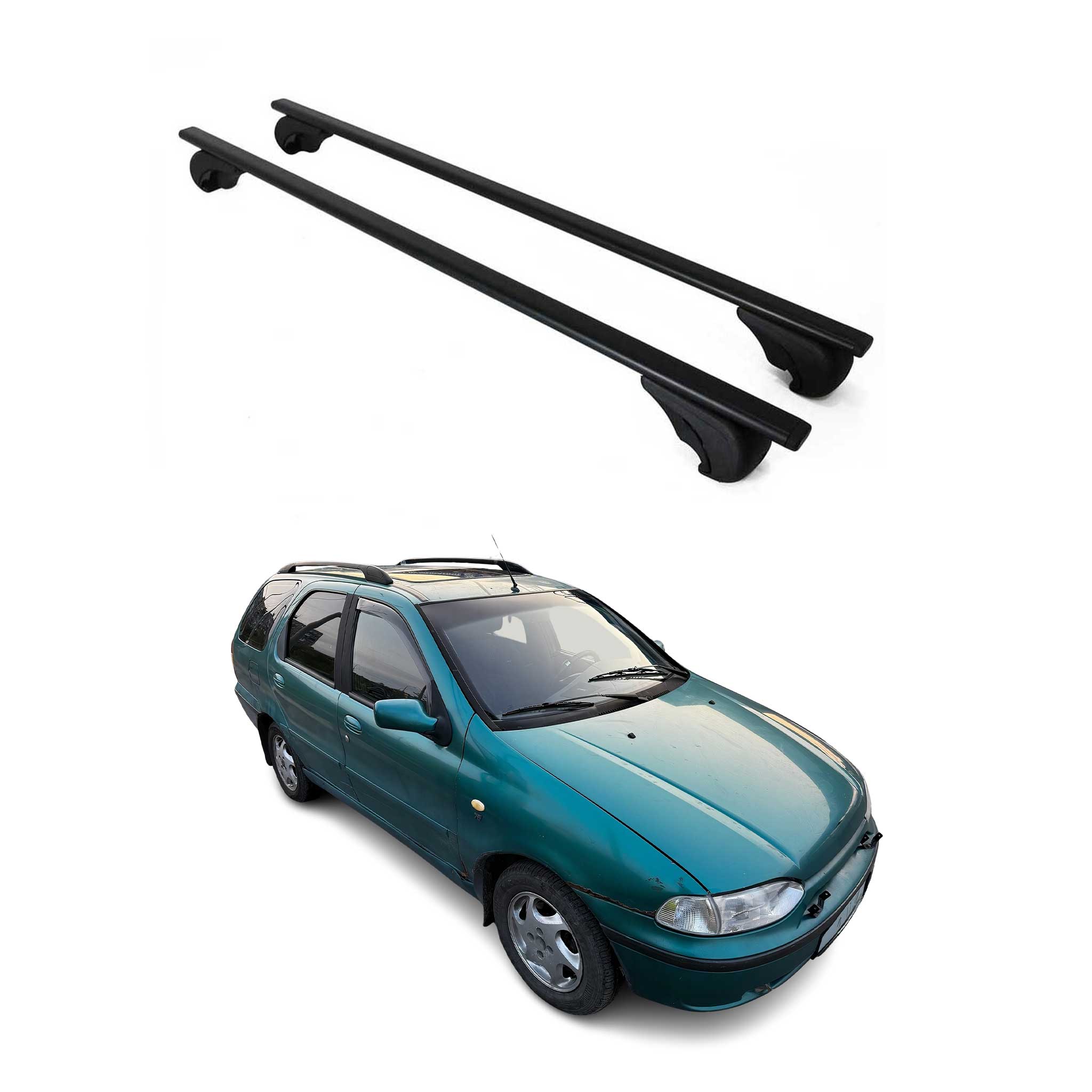 Barres de toit Transversales pour Fiat Palio 1996-2007 Fer Noir
