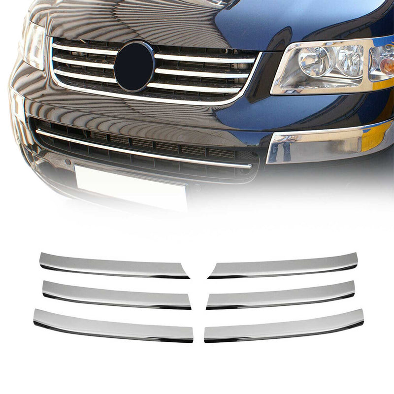 Grille de Calendre pour VW T5 Caravelle Multivan 2003-2010 6pcs en acier inox Chromé
