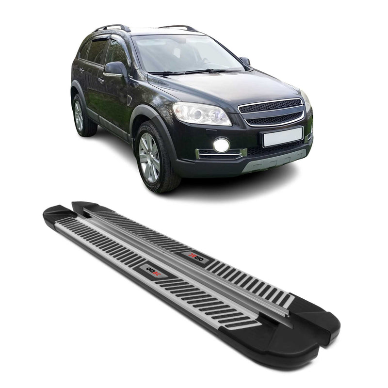 Marchepieds Latéraux pour Chevrolet Captiva 2006-2016 Aluminium Noir Gris 2Pcs