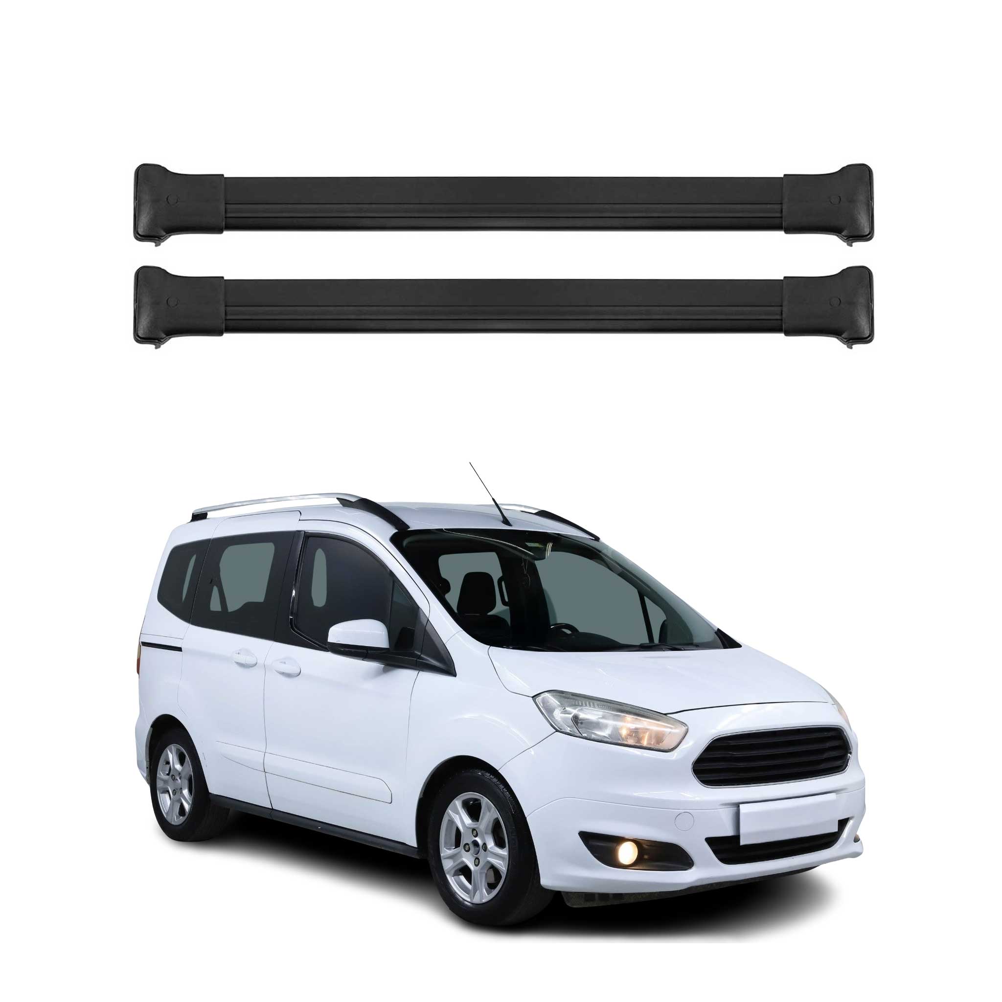 OMAC Barres de toit en alu pour Ford Transit Tourneo Courier I 2014-2023 Noir