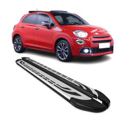 Marchepieds Latéraux pédale pour Fiat 500X 2015-2026 Aluminium Gris Noir 2x