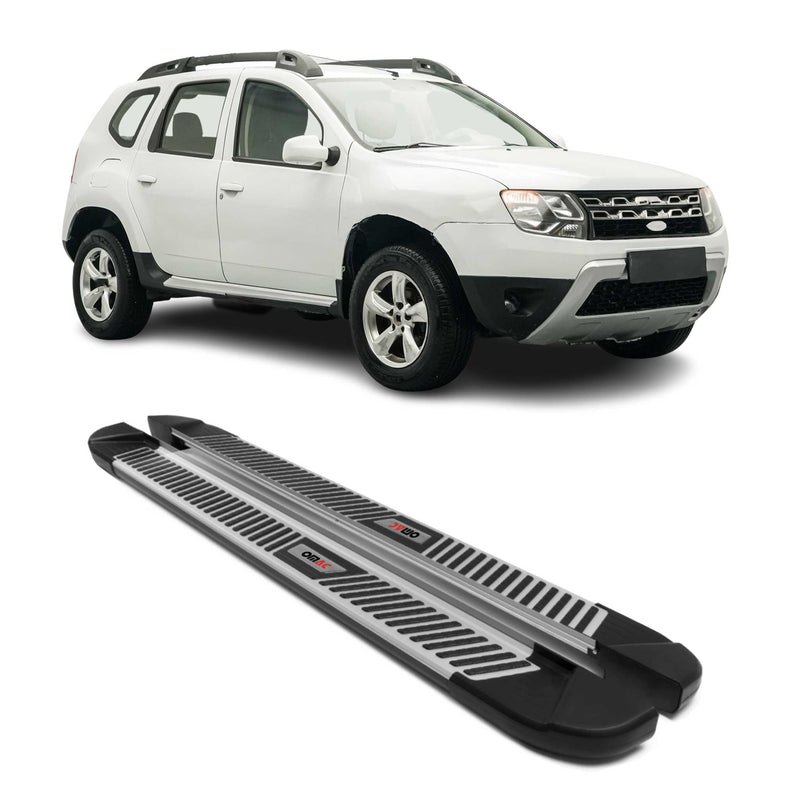 Marchepieds Latéraux pour Dacia Duster 2010-2018 Noir Gris Aluminium 2Pcs