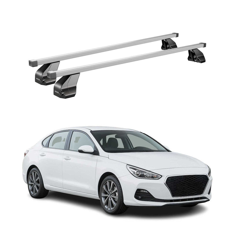 Barres de toit transversales pour Hyundai i30 Fastback 2016-2024 Acier Gris