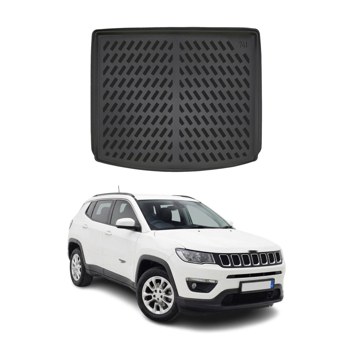 Tapis de coffre Supérieur pour Jeep Compass 2017-2025 Noir 3D en Caoutchouc TPE