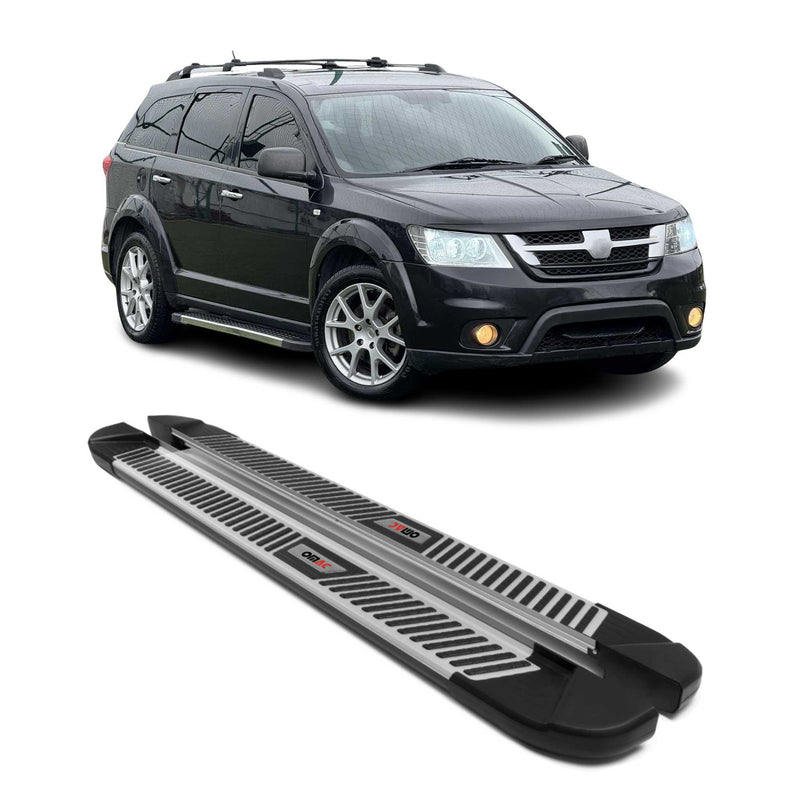 Marchepieds Latéraux pour Fiat Freemont 2011-2016 Noir Gris Aluminium 2Pcs