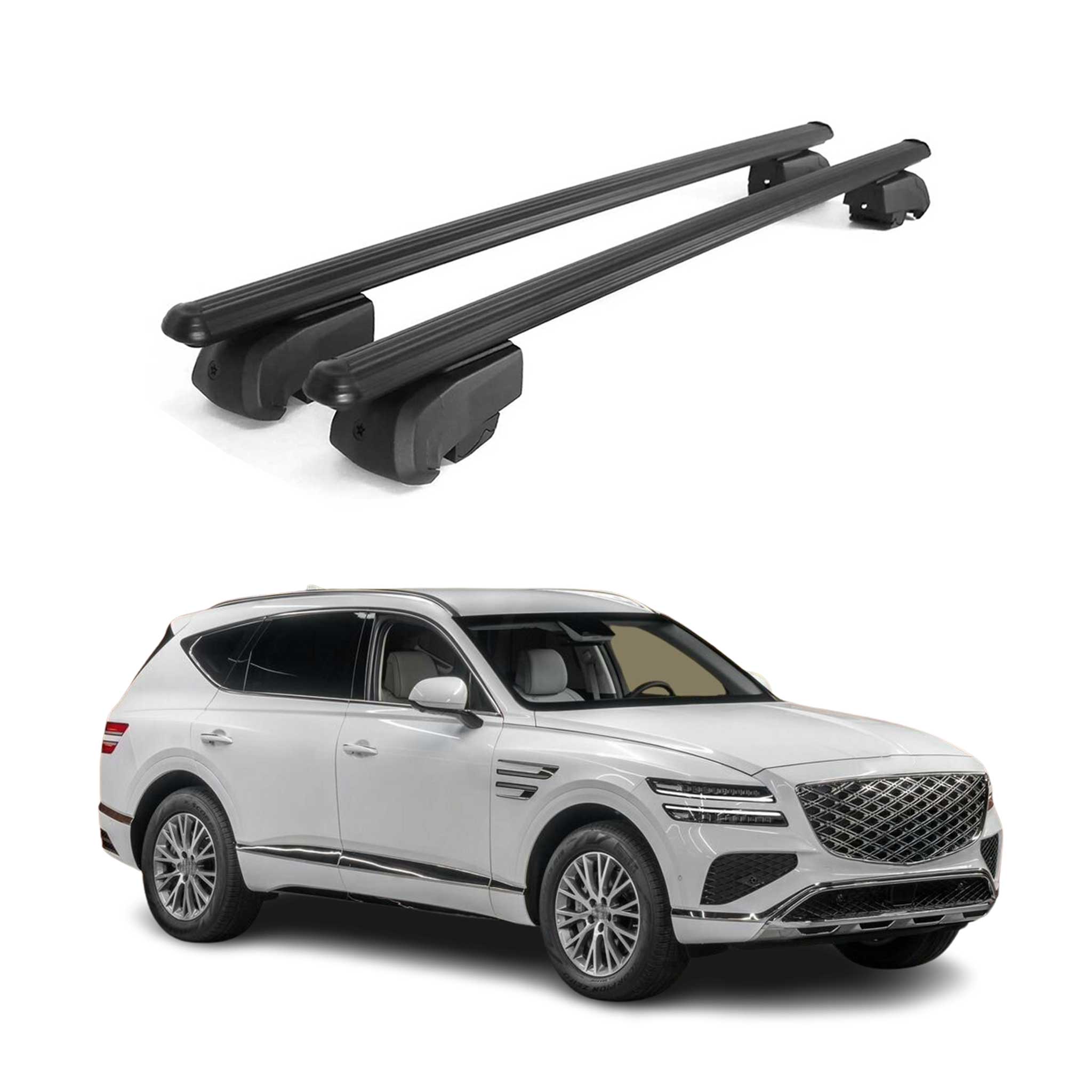 Barres de toit Transversales pour Genesis GV80 2020-2023 Aluminium Noir