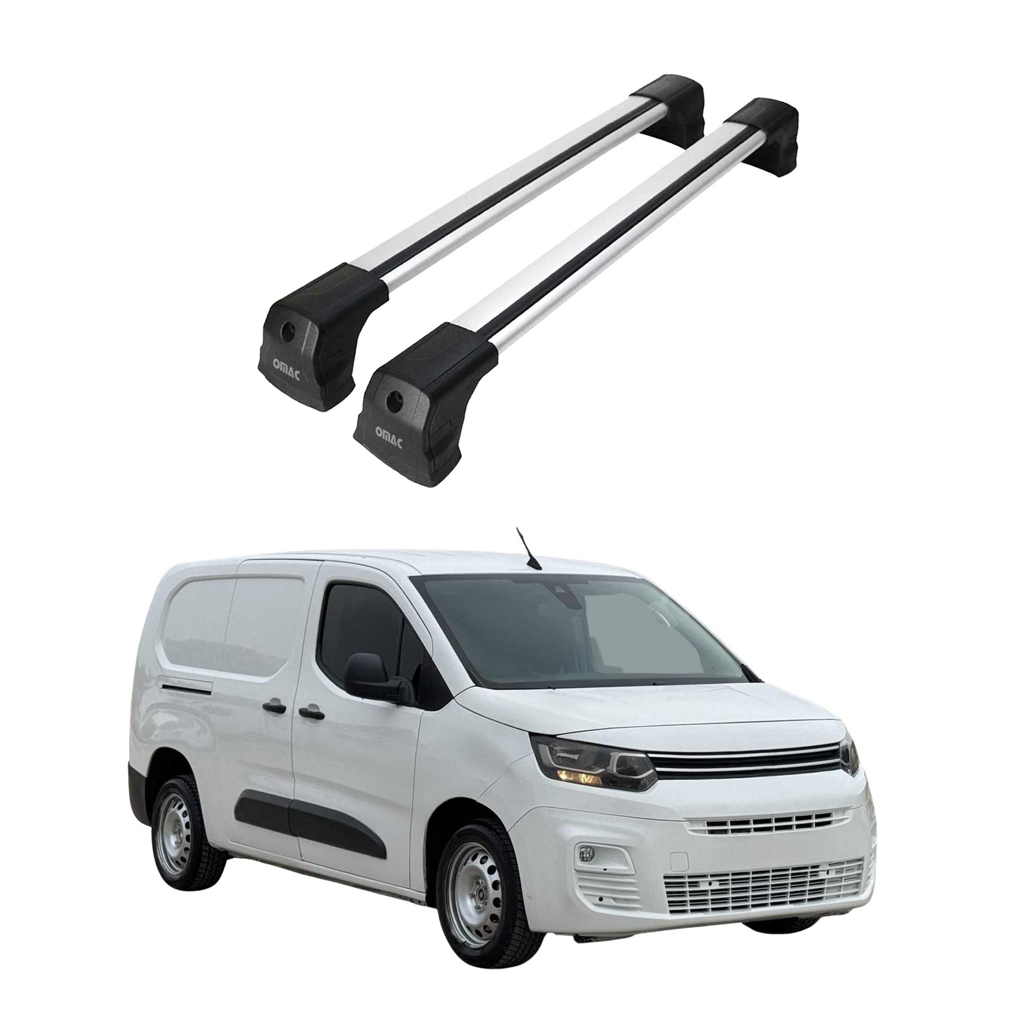 Barres de toit transversales pour Citroen Berlingo K9 2018-26 Aluminium Gris 2x