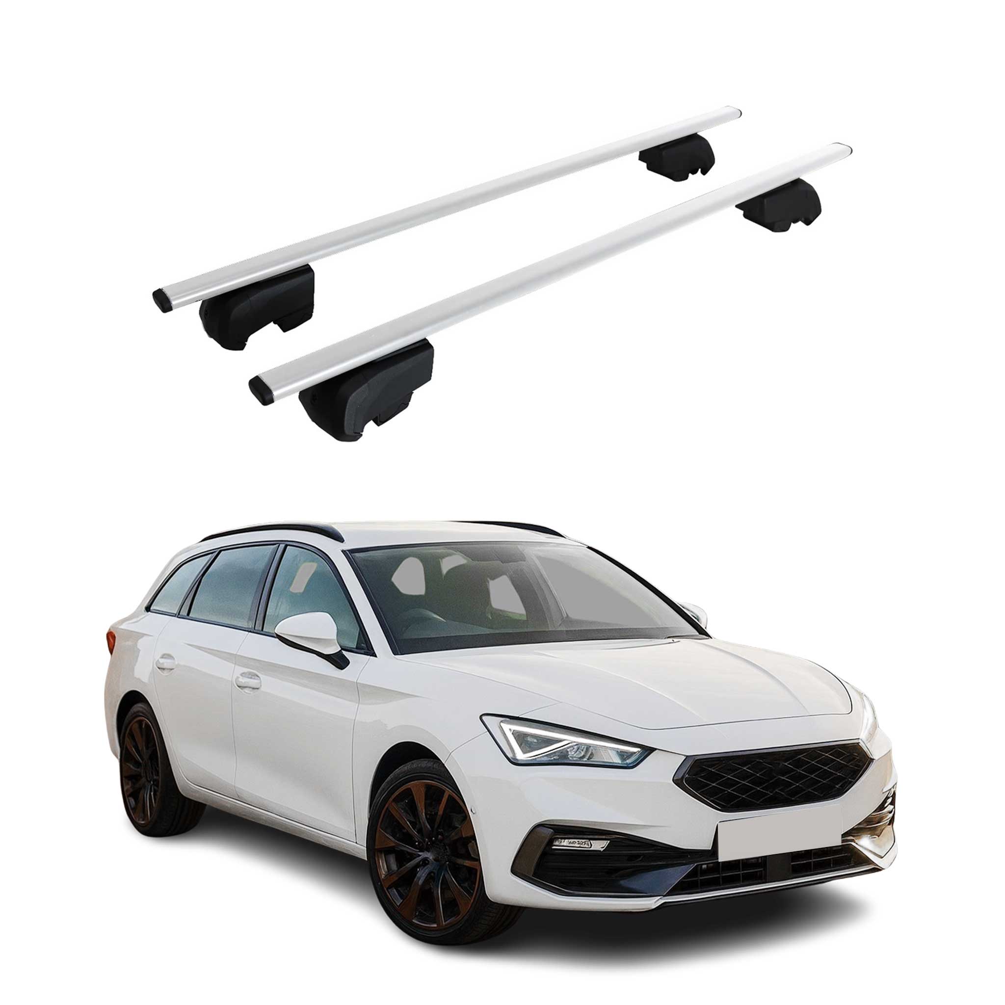 Barres de toit Transversales pour Cupra Leon ST 2020-2026 Fer Argent ABE