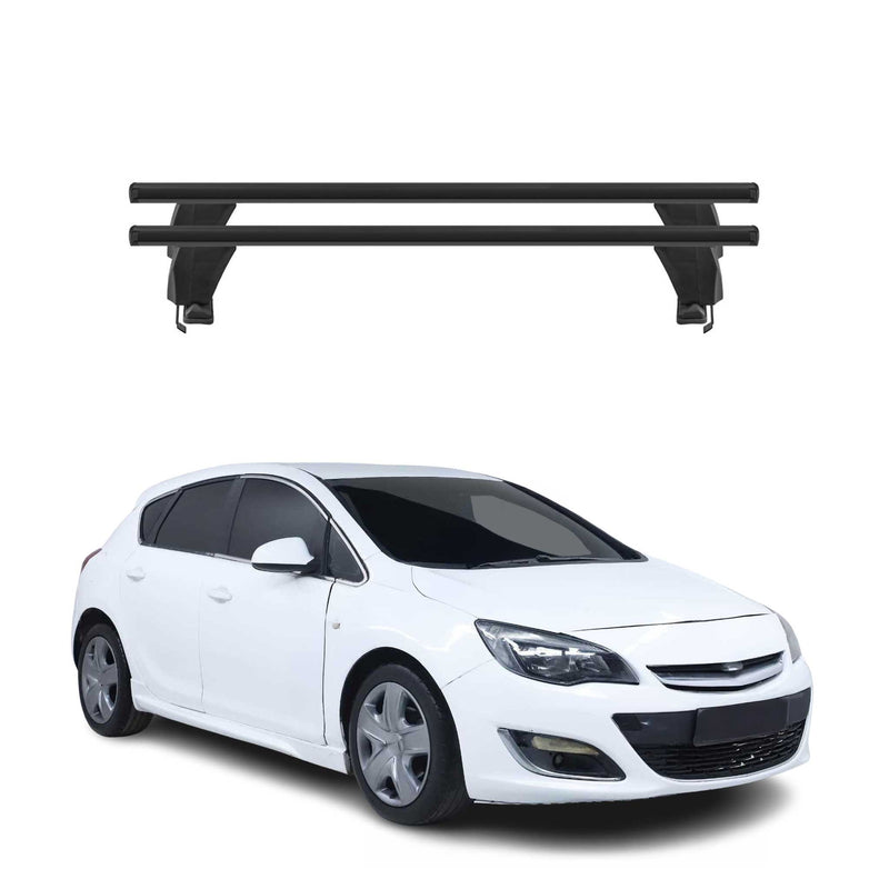 Menabo Barres de toit Transversales pour Opel Astra J 2010-2016 Noir ABE 2x