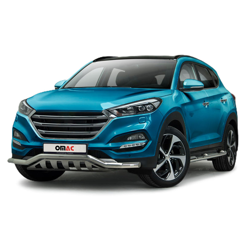 Pare-Buffle Avant Pour Hyundai Tucson 2015-2021 en Acier Inox Argent