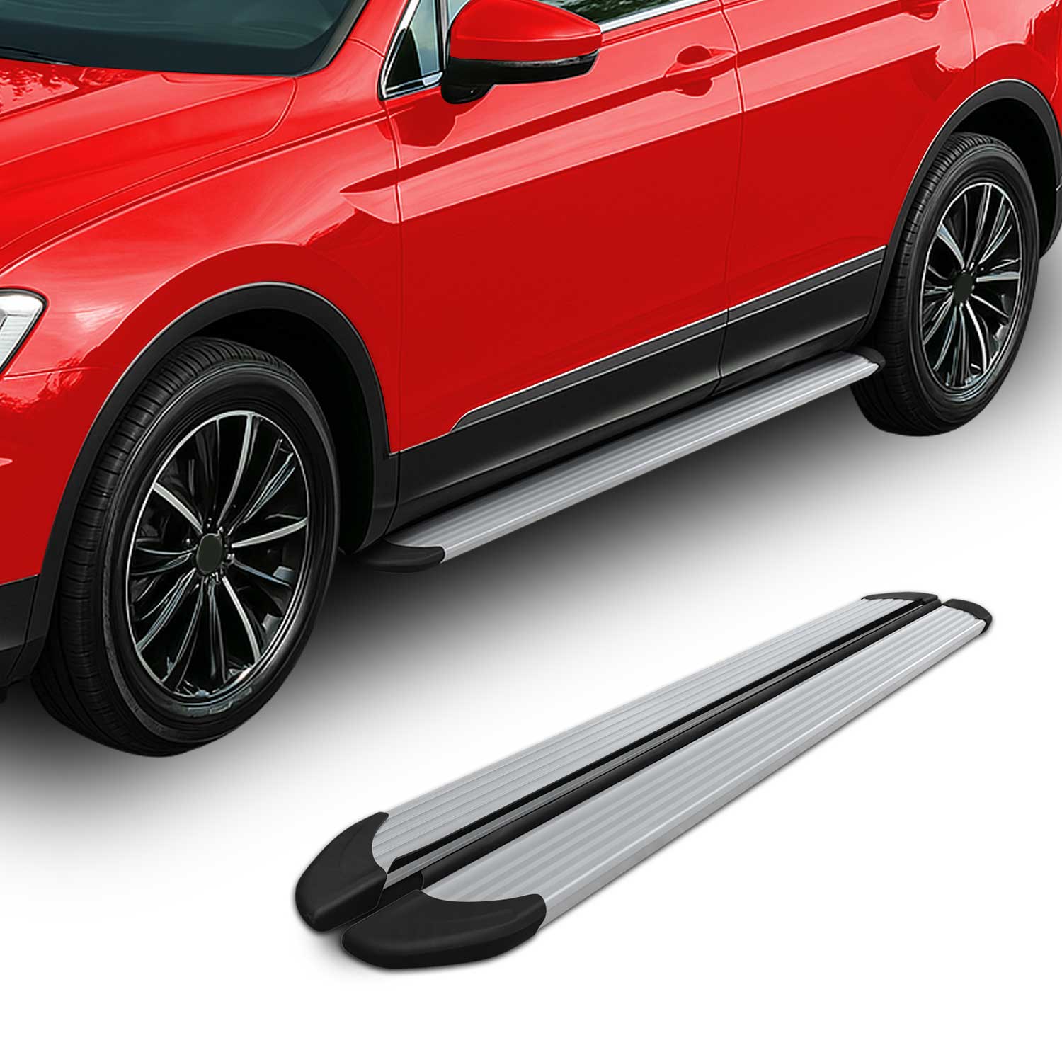 Marchepieds Latéraux pédale pour Jeep Compass 2017-2024 Aluminium Argent 2Pcs