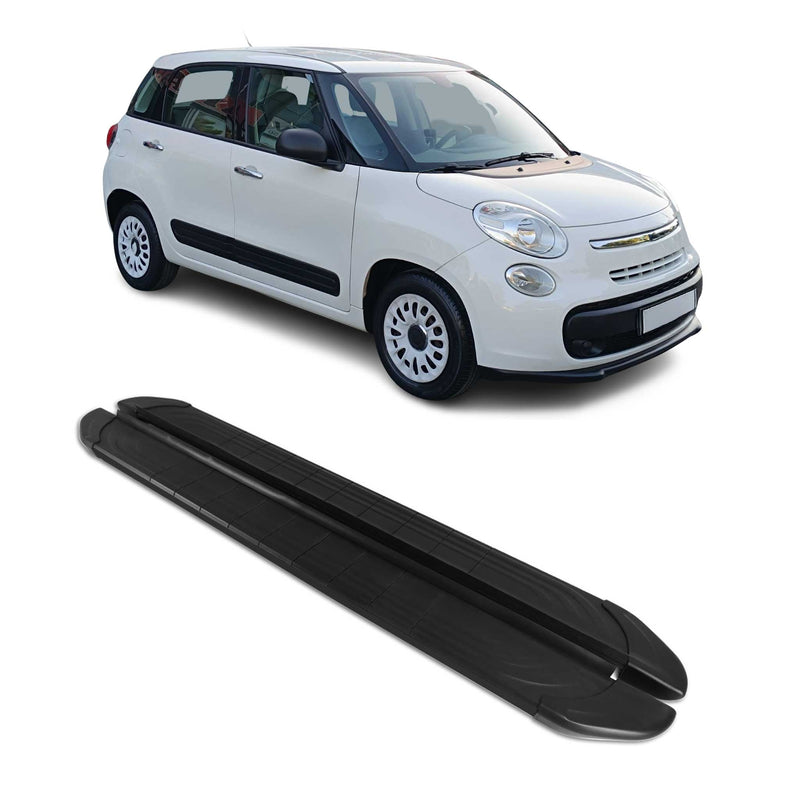 Marchepieds Latéraux pédale pour Fiat 500L 2012-2024 2Pcs Aluminium Noir