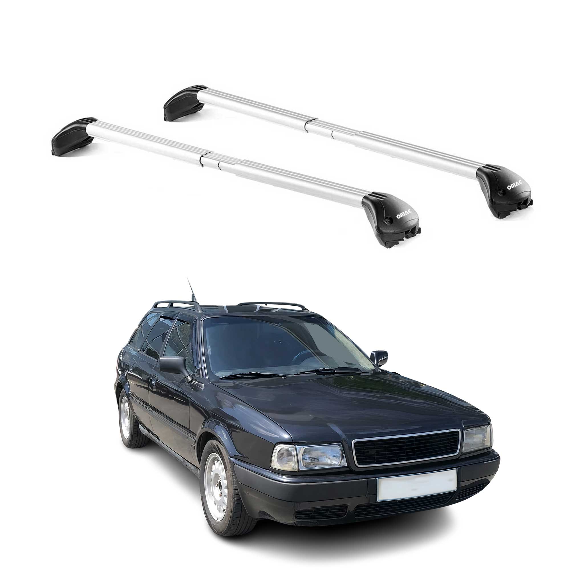 Barres de toit pour Audi 80 Break 1992-1995 5P Gris Argenté 2 pièces ABE