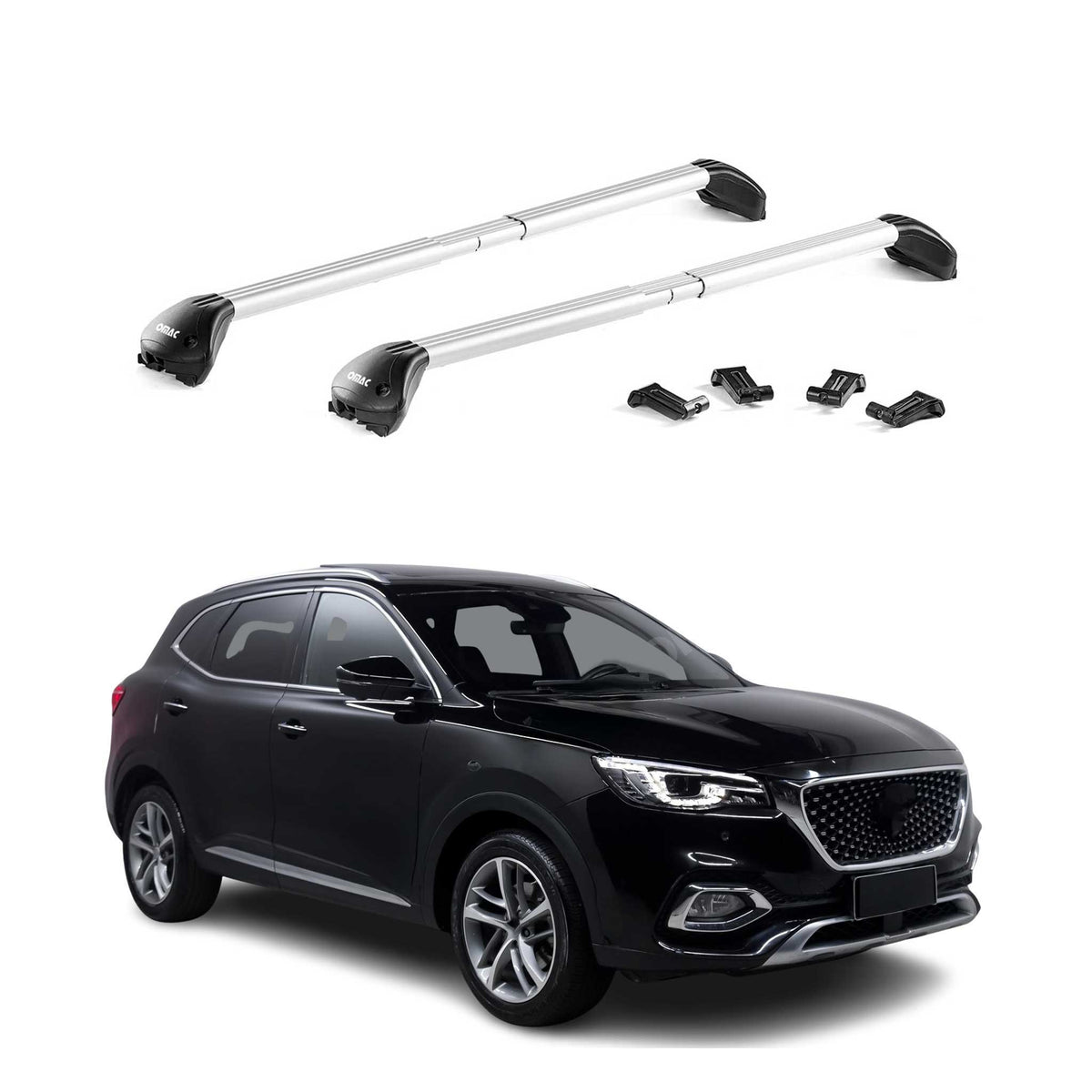 Barres de toit transversales pour MG HS I 2018-2024 Aluminium Gris ABE