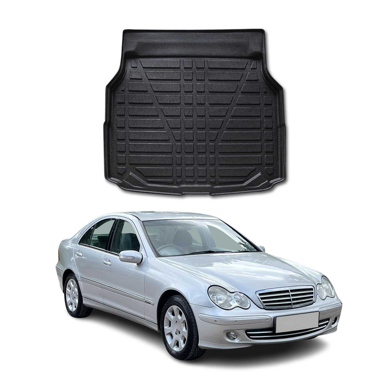 Tapis de Coffre pour Mercedes Classe C W203 2001-2007 Berline en TPE Noir