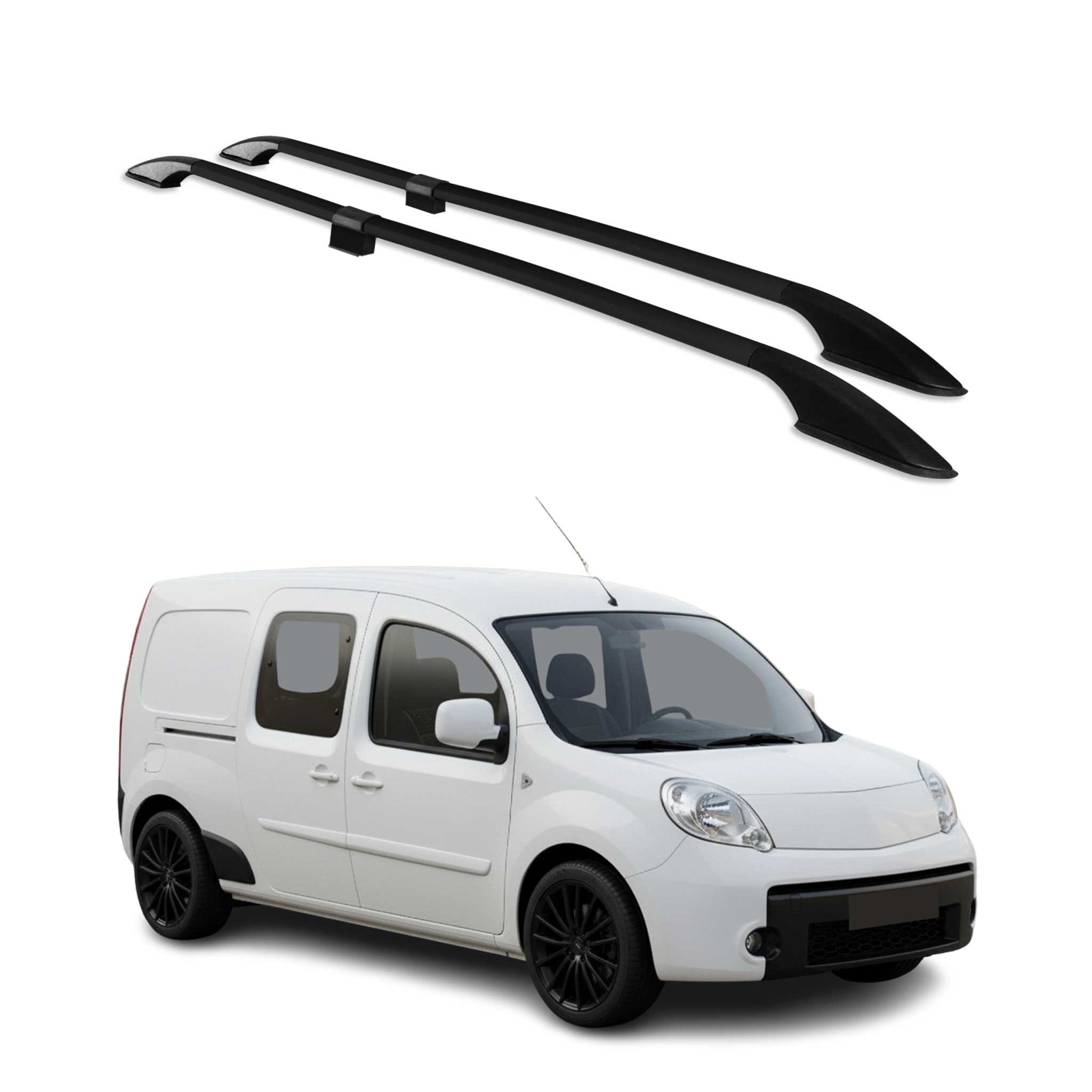 Barres de toit longitudinales pour Renault Kangoo 2008-2021 L2 Aluminium Noir