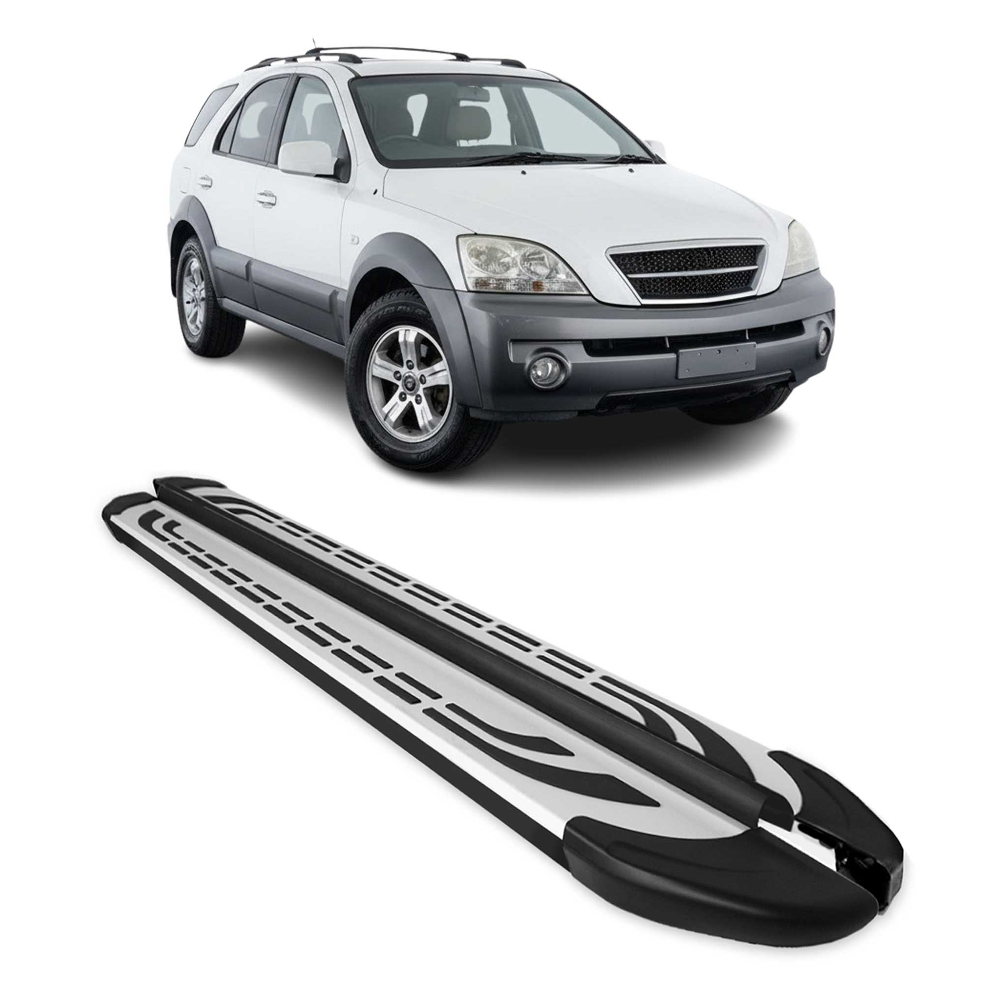 Marchepieds Latéraux pédale pour Kia Sorento 2002-2009 Aluminium Gris Noir 2x