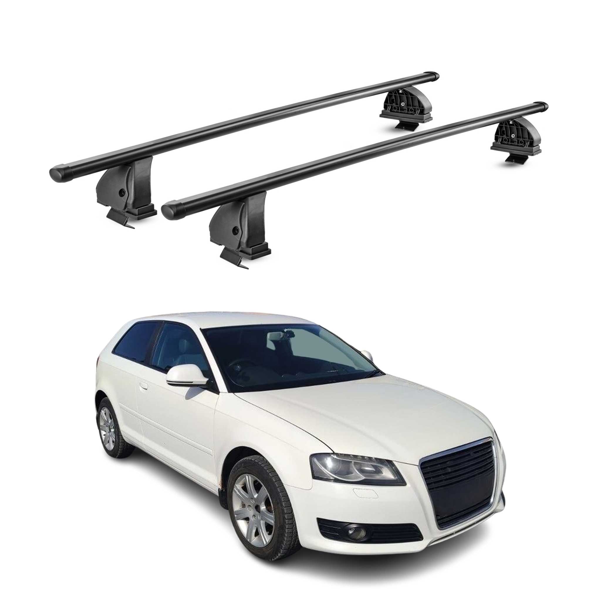 Barres de toit transversales acier pour Audi A3 8P 3Portes 2003-2012 TÜV Noir 2x