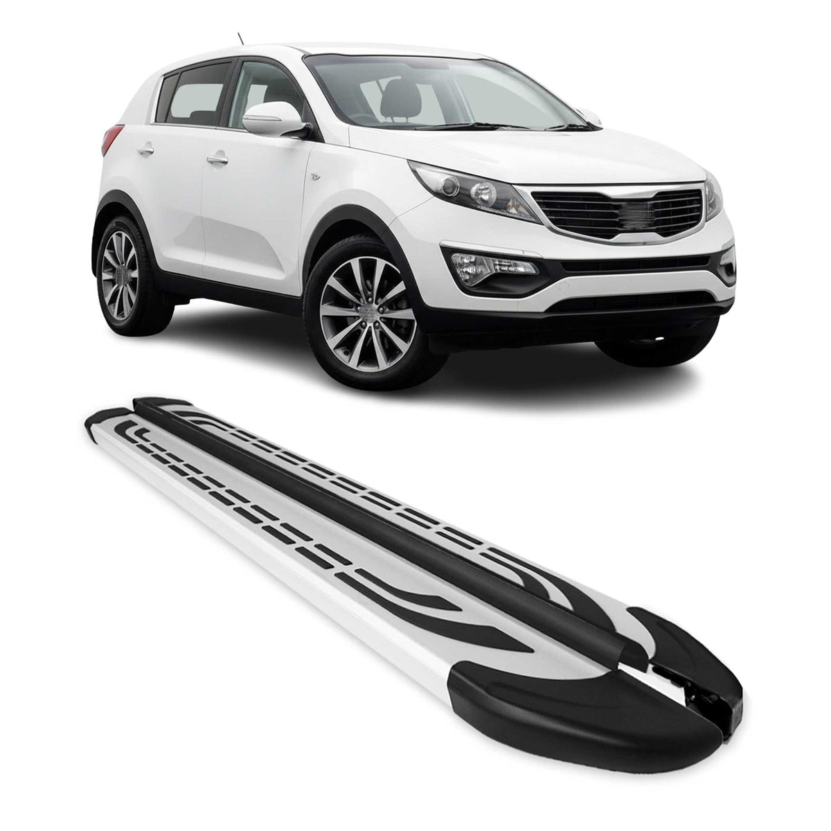 Marchepieds Latéraux pour Kia Sportage mk3 SL 2011-2016 Gris Aluminium 2Pcs