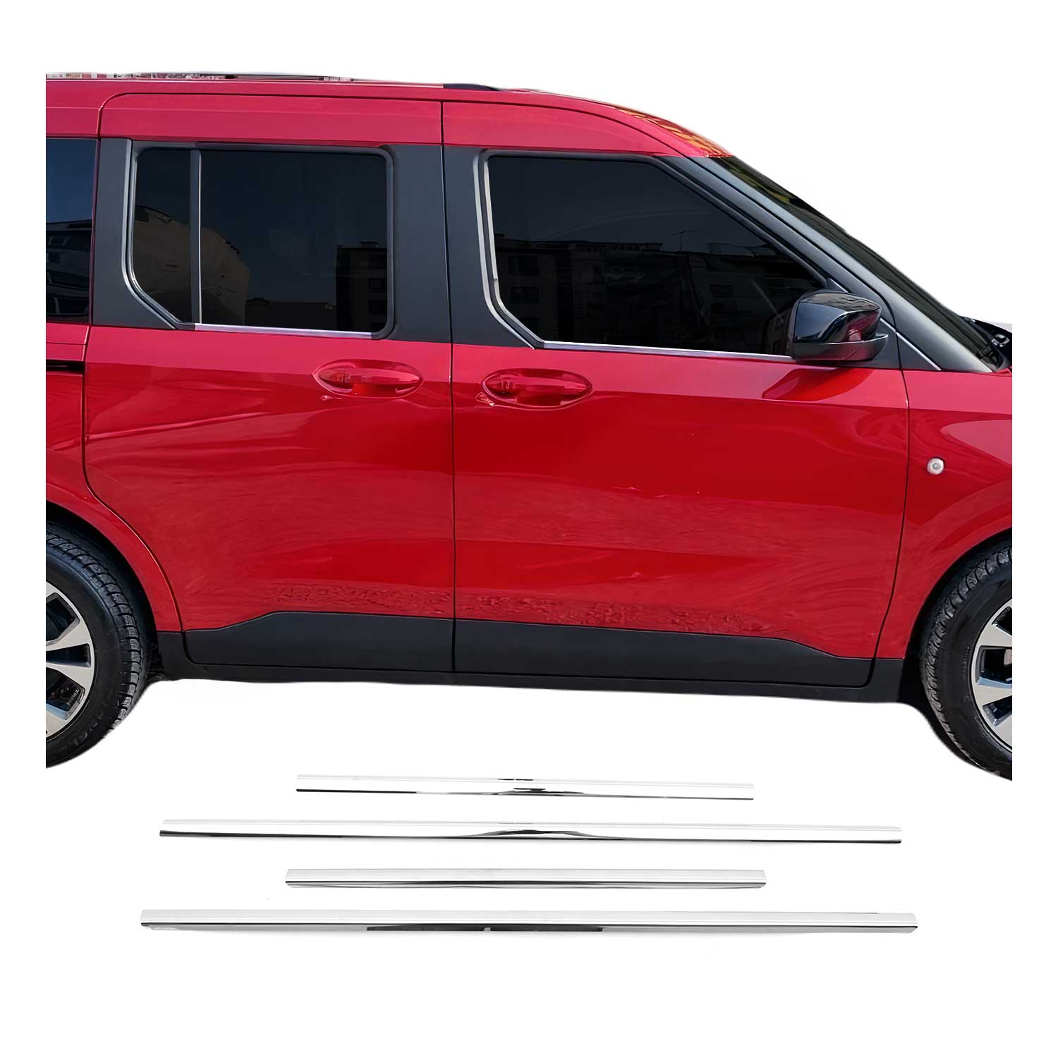 Garniture de Fenêtre pour Ford Tourneo Courier 2023-2026 Argent 4x