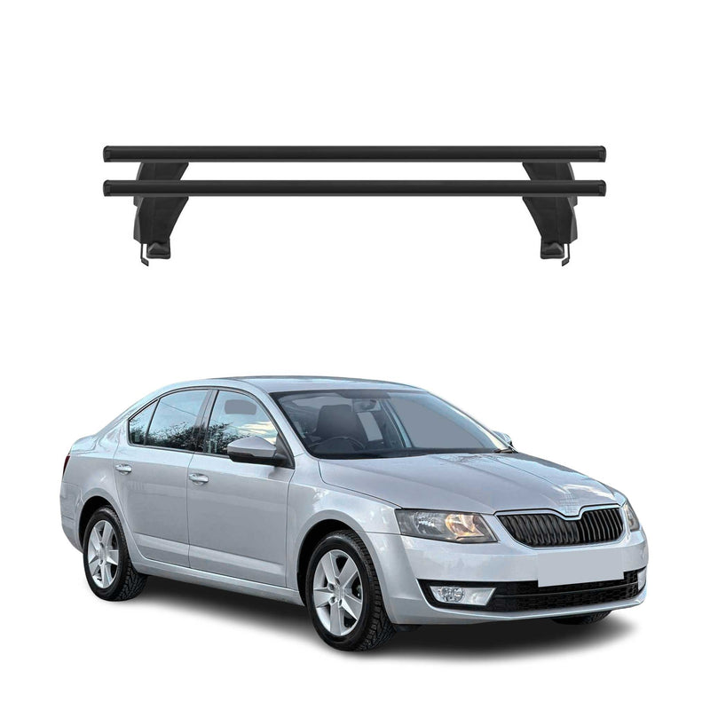 Menabo Barres de toit Transversales pour Skoda Octavia III 2013-2016 Alu Noir