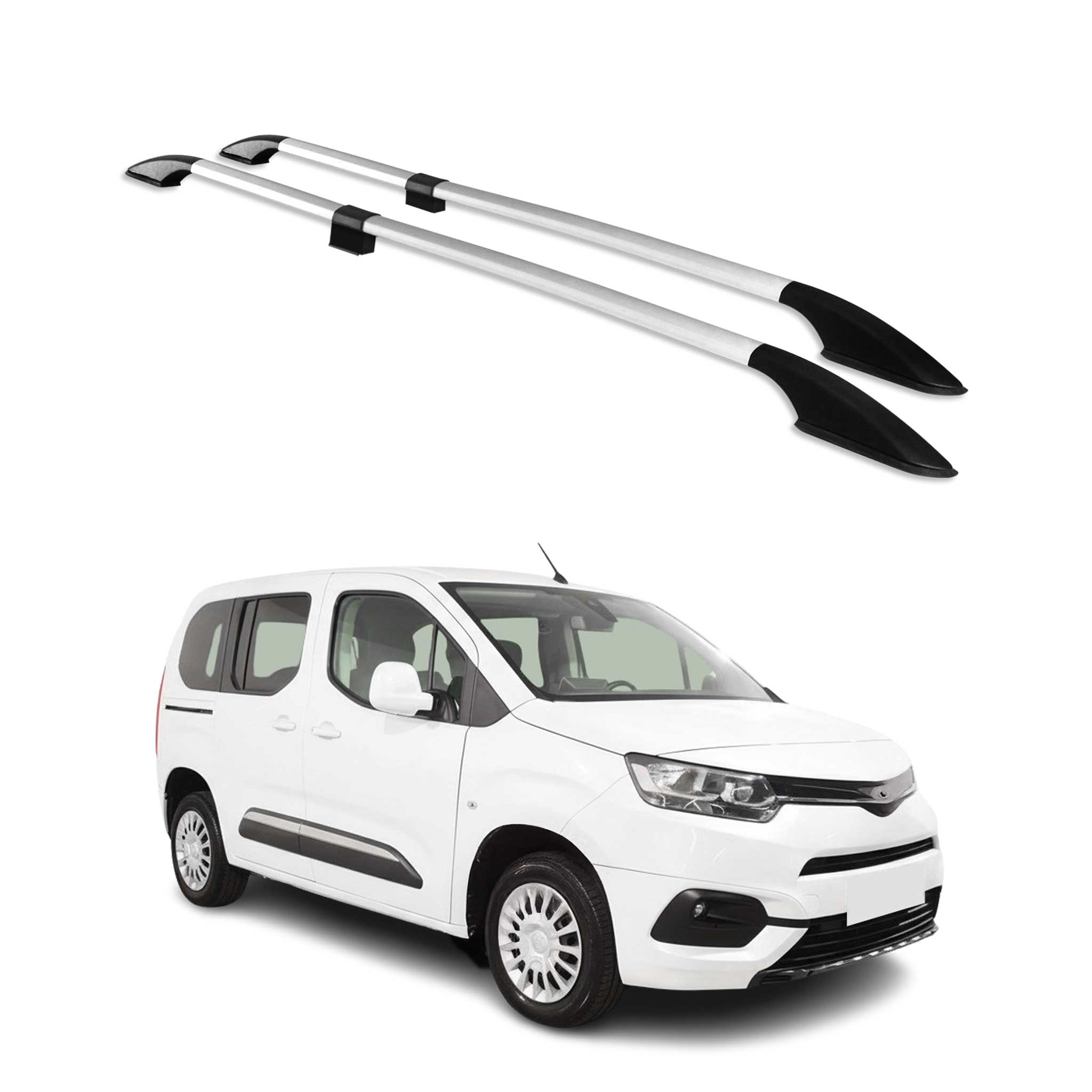 Barres de toit longitudinales pour Toyota Proace City 2019-25 L1 Alu Gris