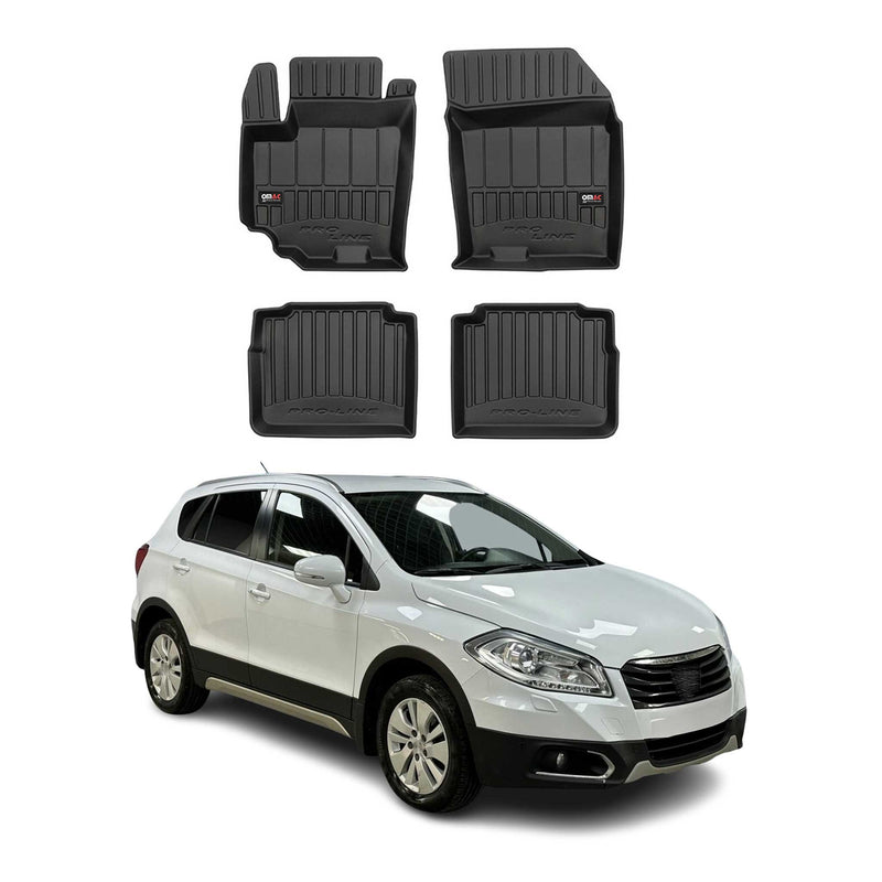 OMAC Tapis de sol en caoutchouc pour Suzuki SX4 S-Cross 2013-2023 Noir Premium