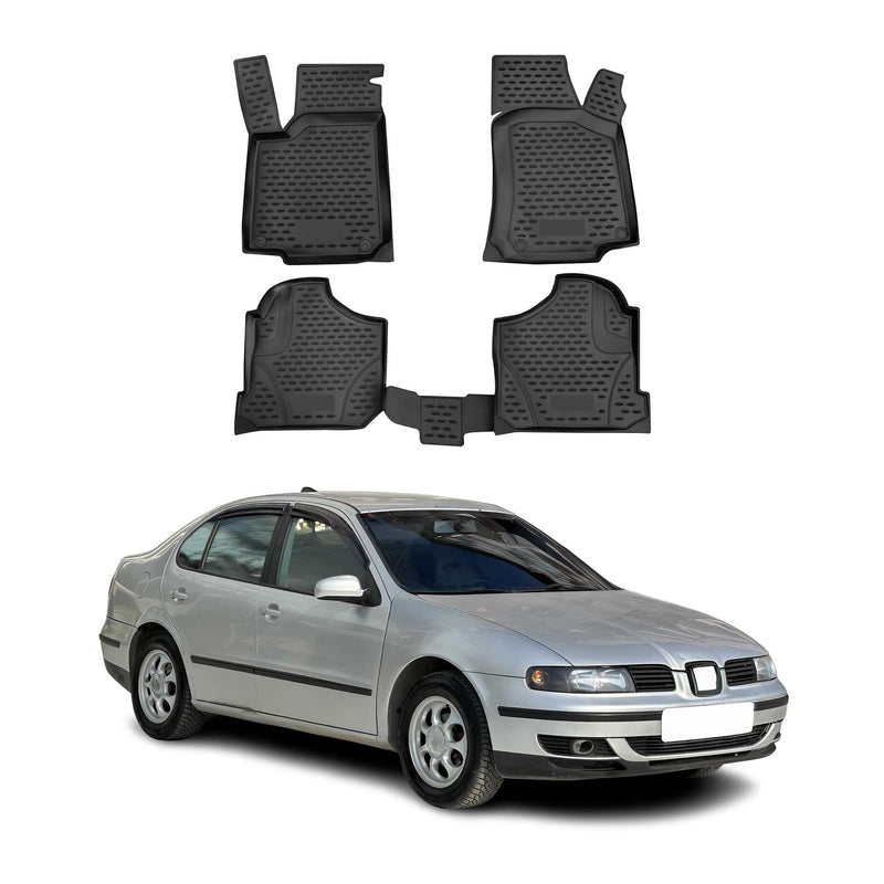 Tapis de sol pour Seat Toledo 1998-2004 en caoutchouc TPE 3D Noir 4Pcs