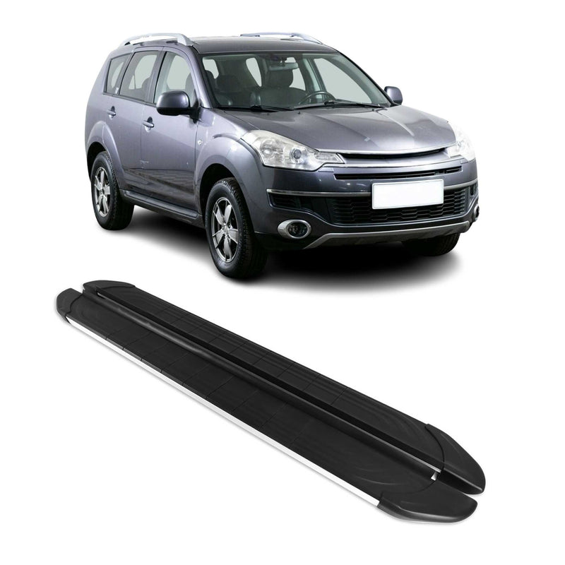 Marchepieds Latéraux pour Citroen C-Crosser 2007-2013 Alu Gris Noir 2Pcs