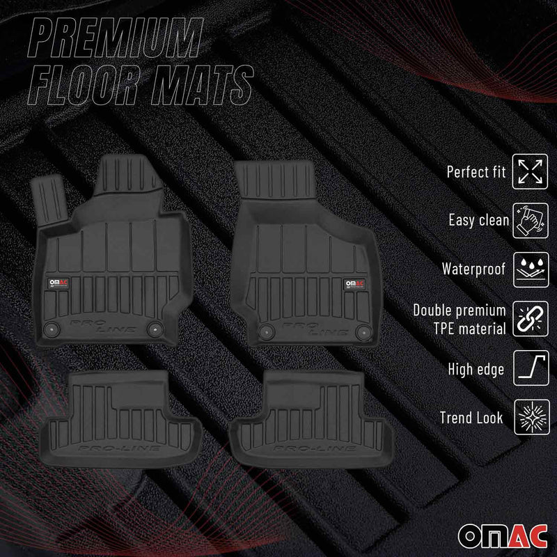 OMAC Tapis de sol caoutchouc pour Audi TT MK2 8J 2006-2014 Noir Premium