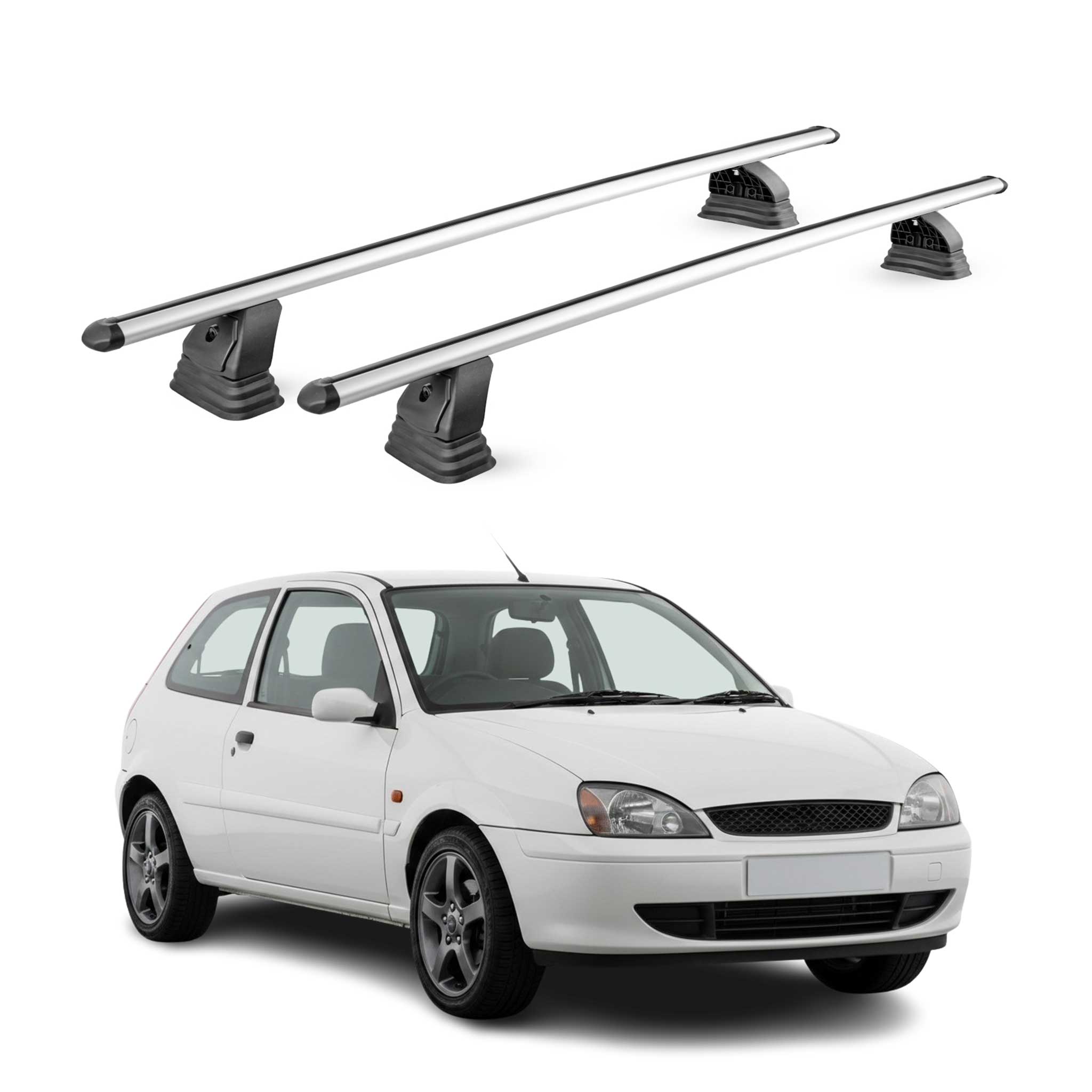 Barres de toit transversales Alu pour Ford Fiesta IV 1995-2002 3Portes Gris 2Pcs