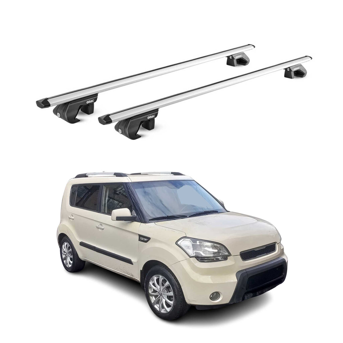 Barres de toit transversales ABE pour Kia Soul AM 2008-2013 5 P Alu Gris 2x