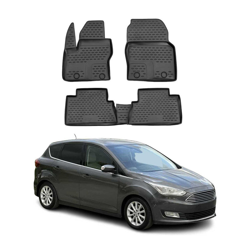 OMAC Tapis de sol pour Ford C-Max 2010-2019 en caoutchouc Noir