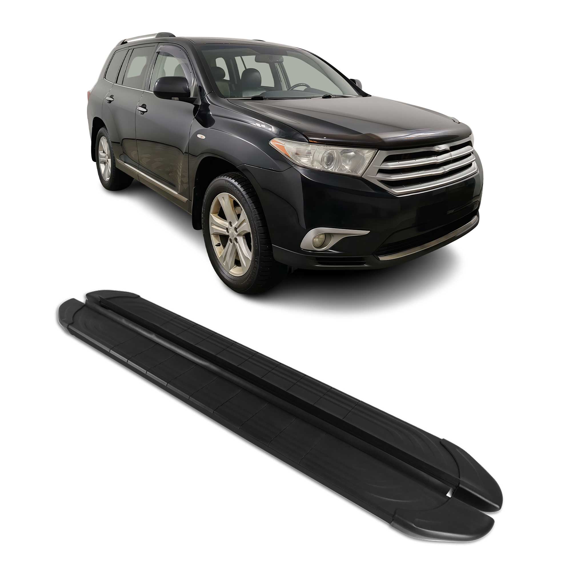 Marchepieds Latéraux pour Toyota Highlander 2007-2013 2Pcs Aluminium Noir