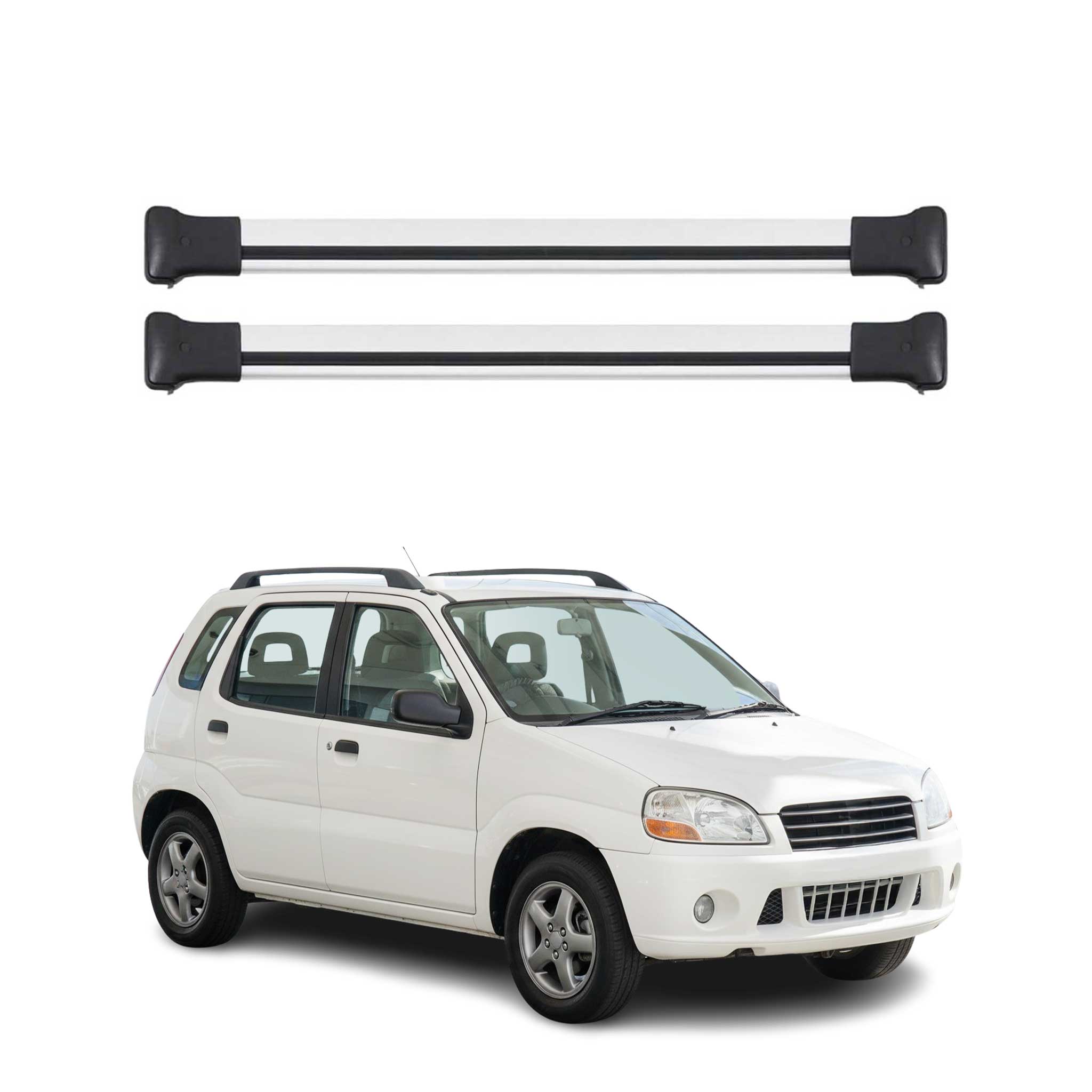 Barres de Toit transversales pour Suzuki Ignis mk1 2000-2008 5Portes Alu Gris 2x