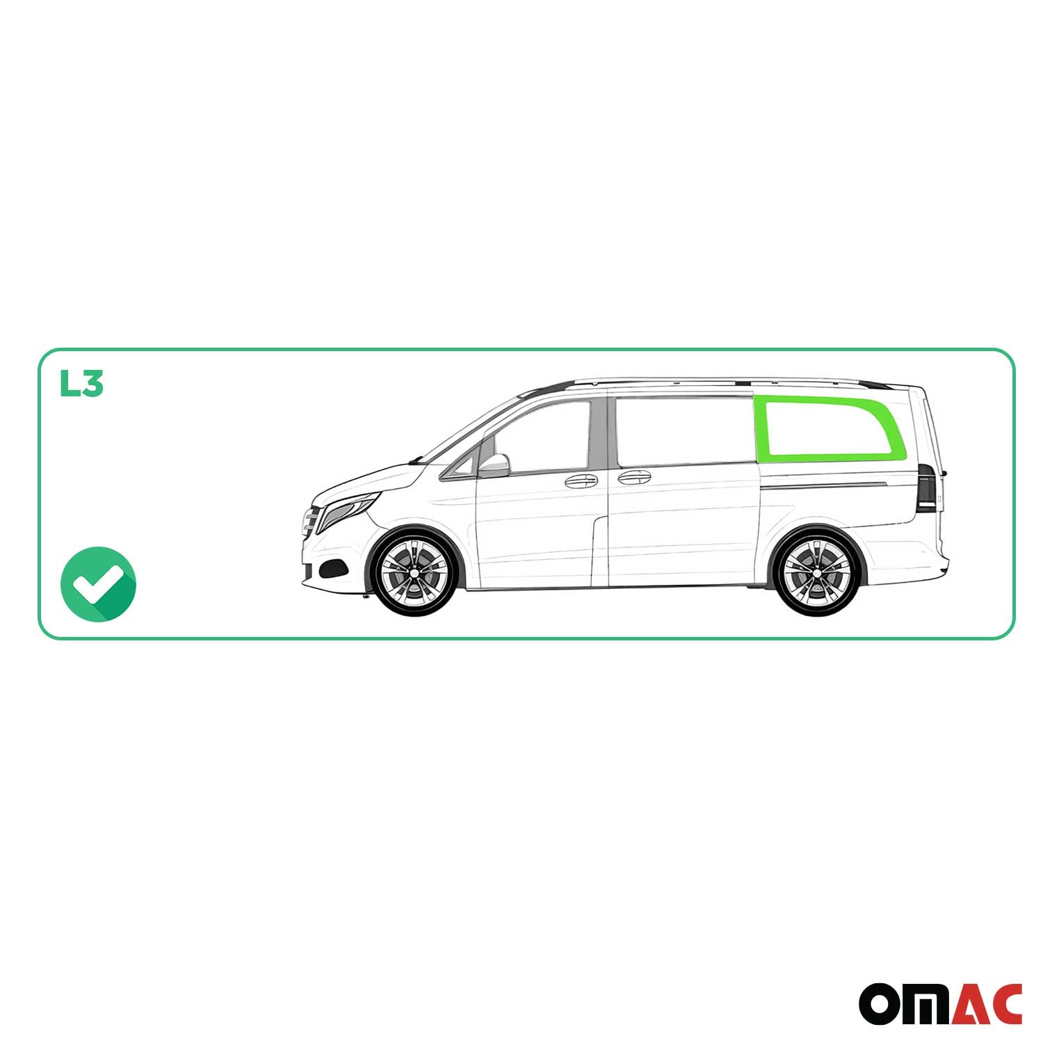 Vitre de Porte pour Mercedes Vito W447 2014-2026 L3 Arrière Gauche Verre fixe