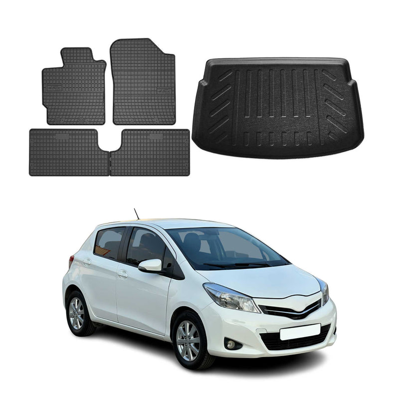 Kit Tapis de sol et coffre pour Toyota Yaris III 2012-2024 HB TPE Noir