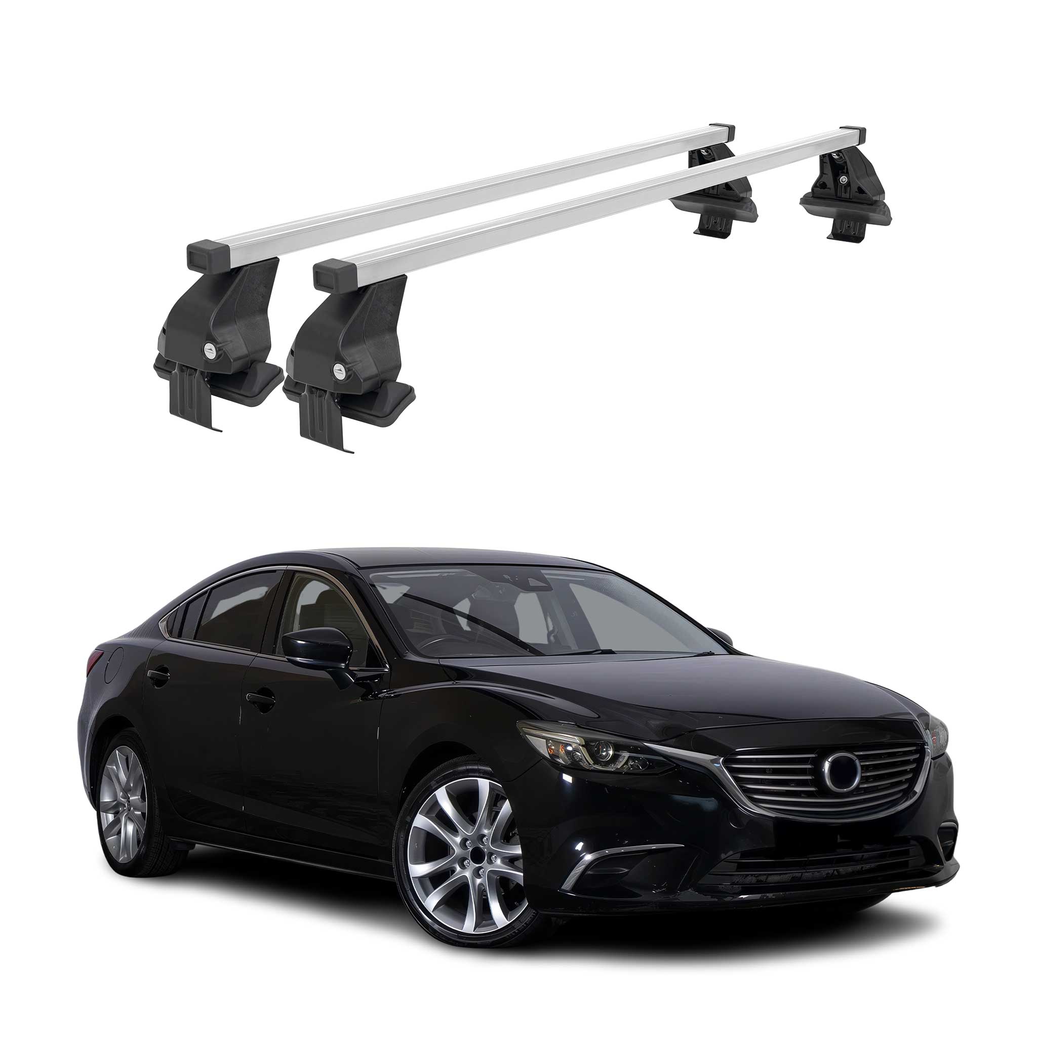 Barres de toit transversales pour Mazda 6 2012-2012 Acier Gris