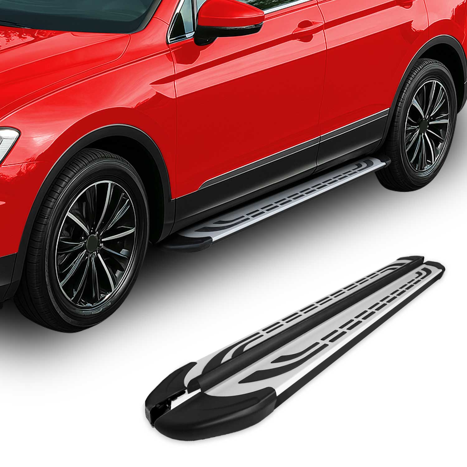 Marchepieds Latéraux pédale pour Jeep Compass 2017-2025 Aluminium Gris Noir 2x