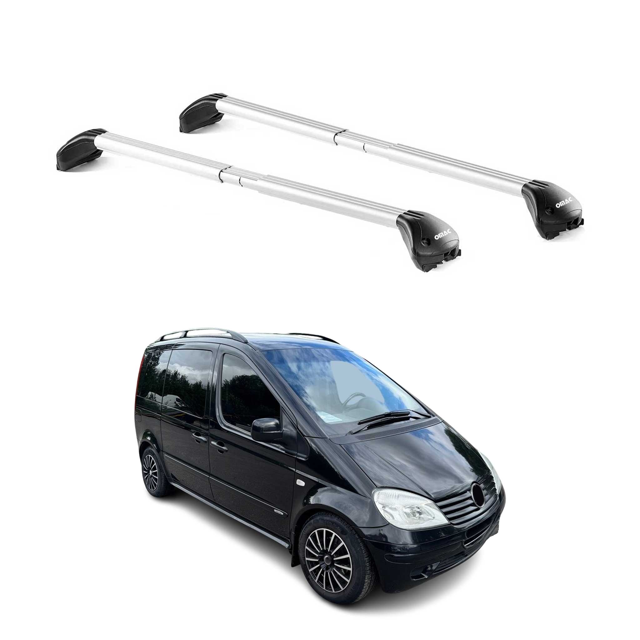 Barres de toit pour Mercedes Vaneo W414 2002-2005 Gris Argenté 2 pièces ABE