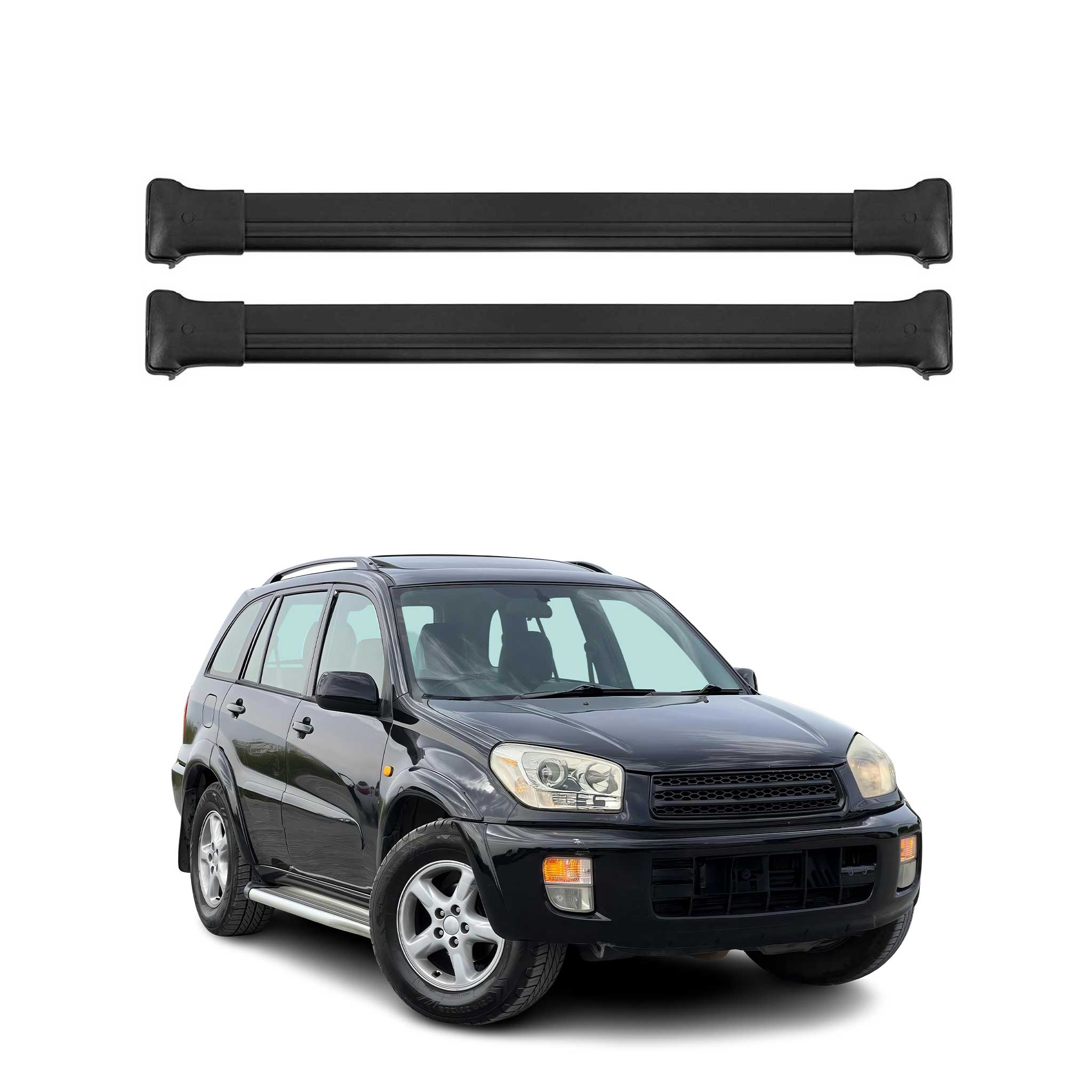 OMAC Barres de toit en aluminium pour Toyota RAV4 I 1996-2000 Noir 2Pcs TÜV
