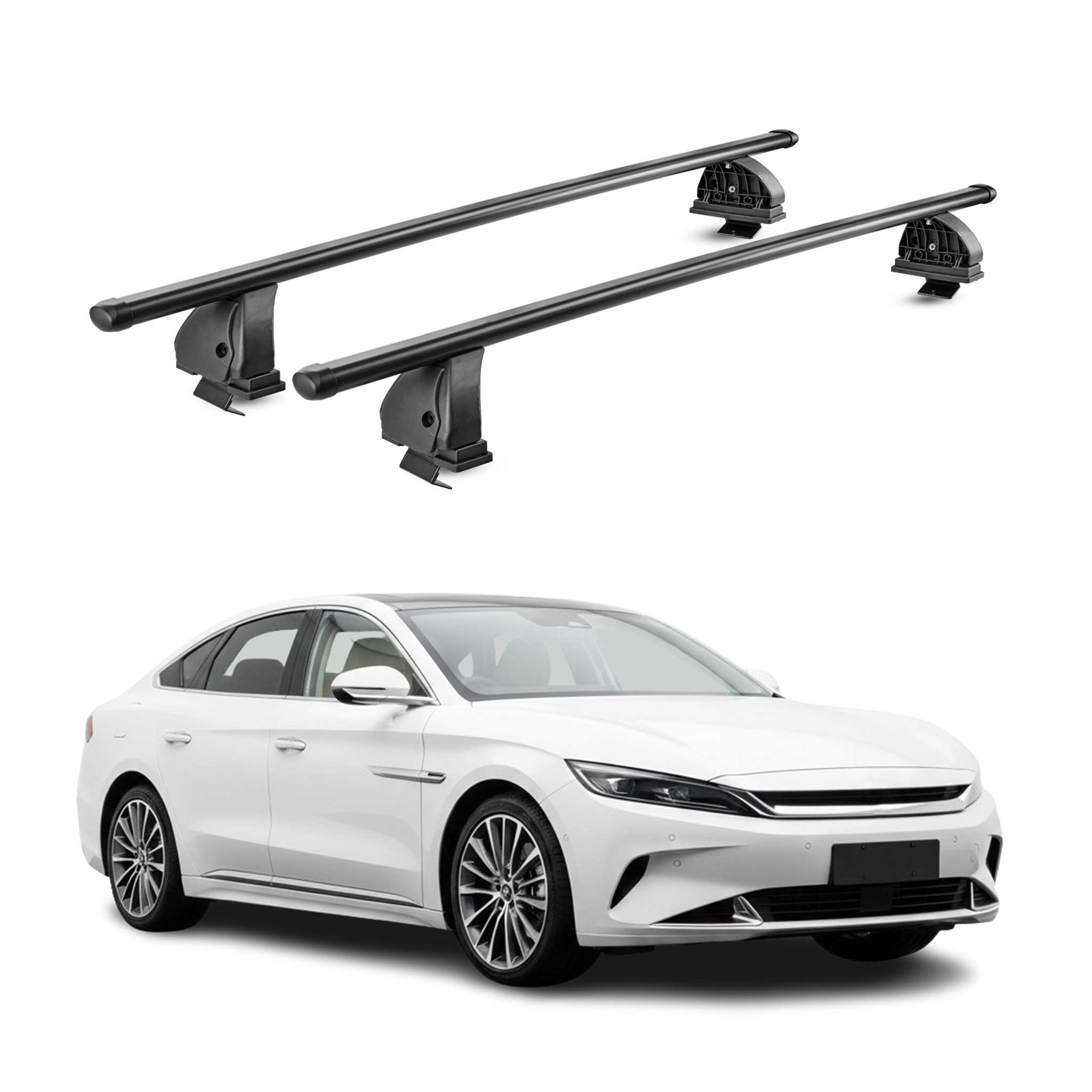 Barres de toit transversales acier pour BYD Han 2023-2026 TÜV 75 kg Noir 2Pcs