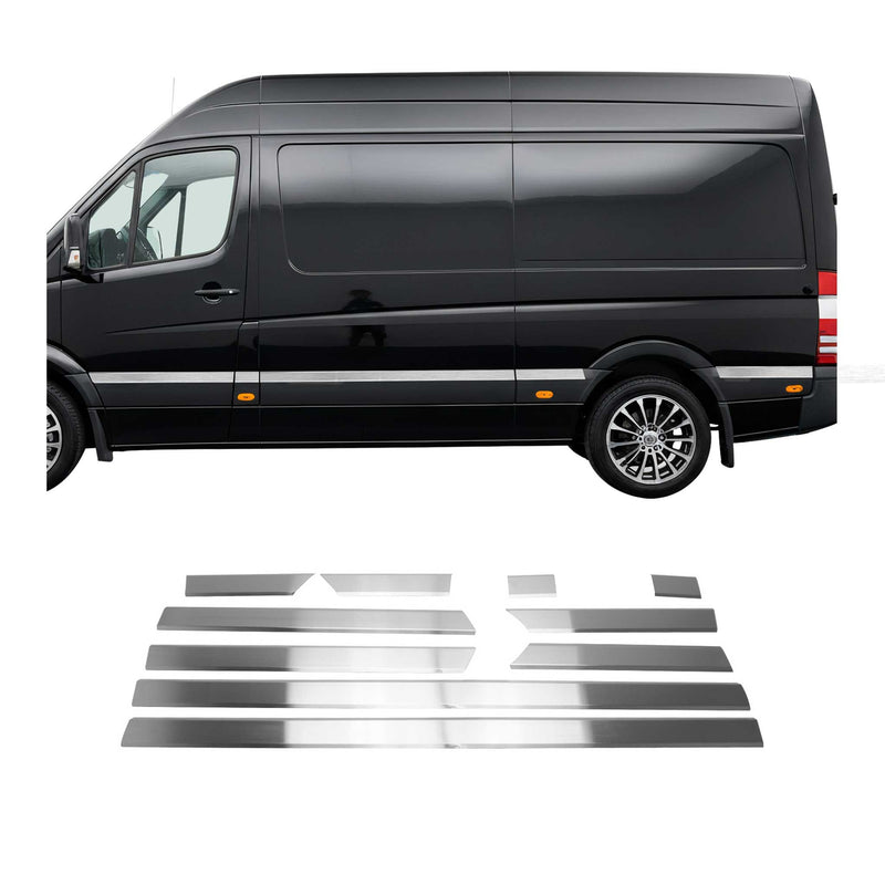 Baguette protection Latérale de porte pour VW Crafter 2006-2017 L2 Chromé Brossé