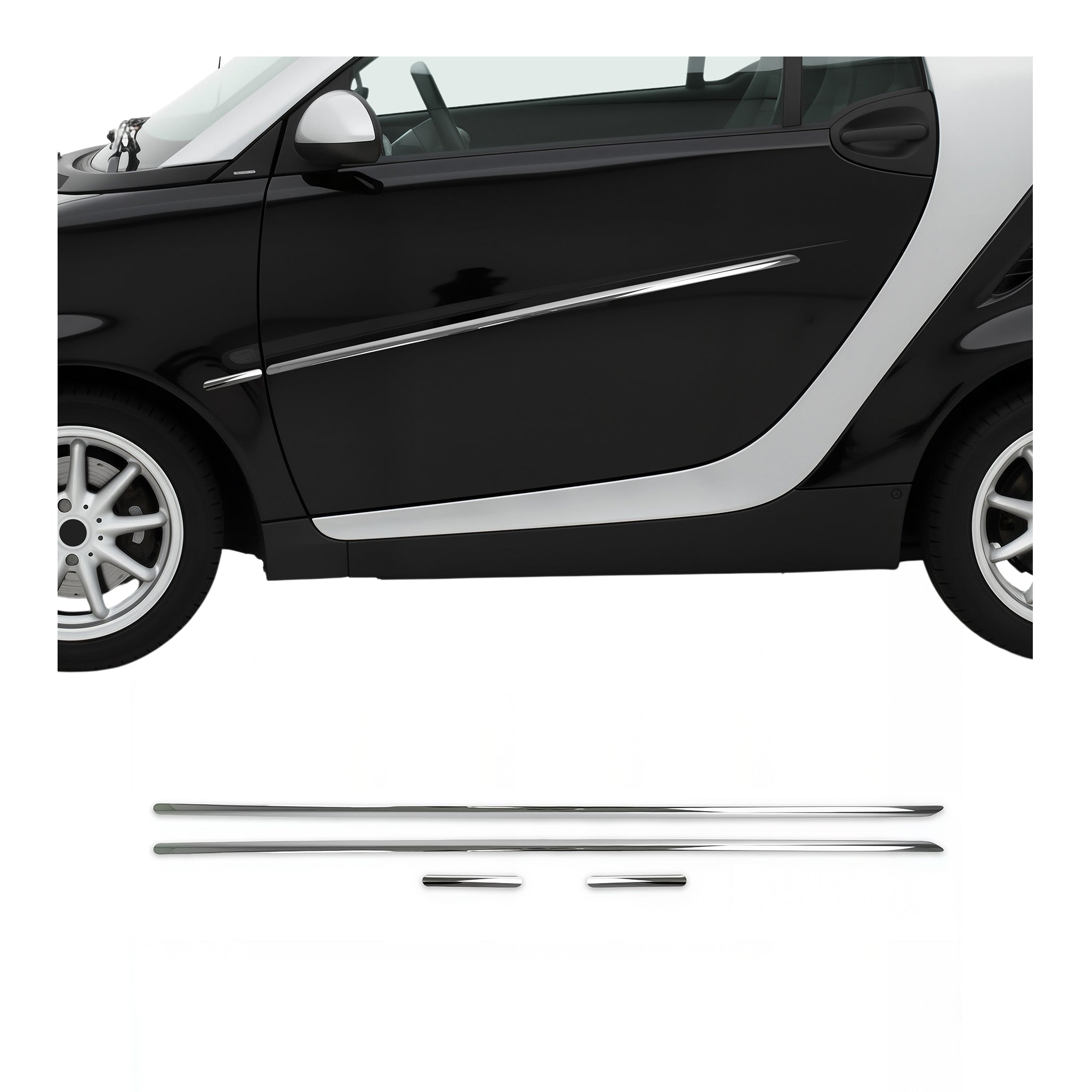 Garniture Baguette de porte latérale pour Smart Forfour 450 1998-2007 acier 4Pcs